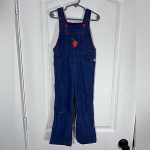 VNTG Pete’s Jeans Flare Bottom Embroidered Strawberry Overalls